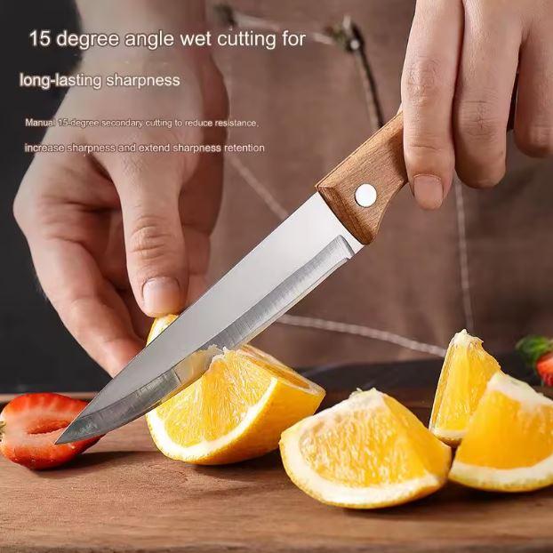 Premium 4-Piece Kitchen Knife Set – High-Carbon Stainless Steel Chef Knives with Ergonomic Triple-Rivet Wooden Handles – Ultra-Sharp Utility & Paring Knives for Slicing and Dicing