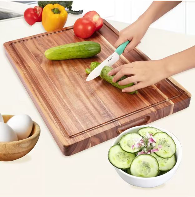 Professional Bamboo Cutting Board Set of 3 – Heavy Duty Kitchen Chopping Boards with Deep Juice Grooves – Large Reversible Wood Serving Trays for Meat, Vegetables, and Charcuterie