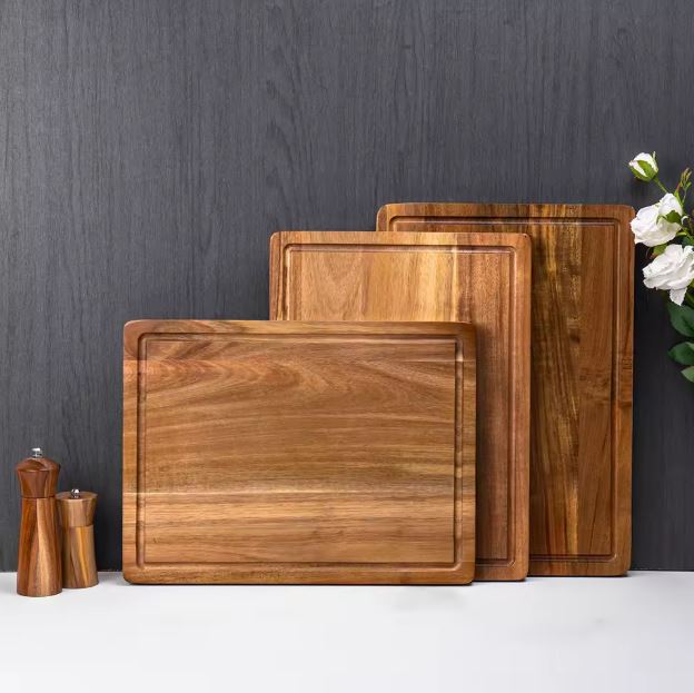 Professional Bamboo Cutting Board Set of 3 – Heavy Duty Kitchen Chopping Boards with Deep Juice Grooves – Large Reversible Wood Serving Trays for Meat, Vegetables, and Charcuterie